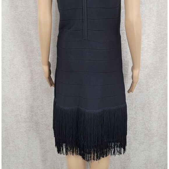 Venus Bandage Black Fringe Sleeveless Dress Gatsby Meets Moden Cocktail - Picture 10 of 16